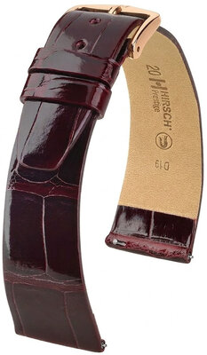 Correa de piel Hirsch Prestige 02307160-7, rojo, piel de aligátor, Quick Release