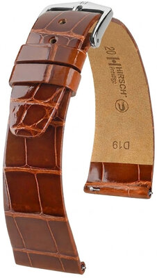Correa de piel Hirsch Prestige 02307170-2, marrón, piel de aligátor, Quick Release
