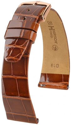 Correa de piel Hirsch Prestige 02307170-7, marrón, piel de aligátor, Quick Release