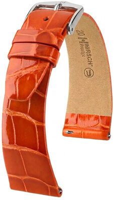 Correa de piel Hirsch Prestige 02307177-2, naranja, piel de aligátor, Quick Release