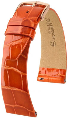 Correa de piel Hirsch Prestige 02307177-7, naranja, piel de aligátor, Quick Release