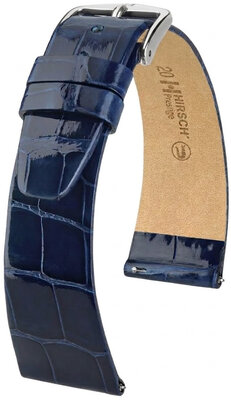 Correa de piel Hirsch Prestige 02307180-2, azul, piel de aligátor, Quick Release