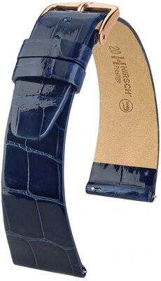 Correa de piel Hirsch Prestige 02307180-7, azul, piel de aligátor, Quick Release