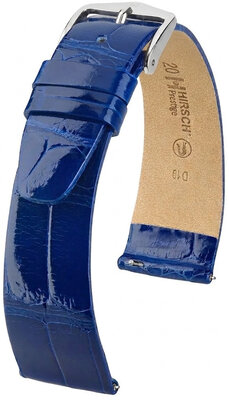 Correa de piel Hirsch Prestige 02307182-2, azul, piel de aligátor, Quick Release