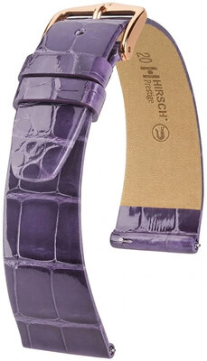 Correa de piel Hirsch Prestige 02307184-7, morado, piel de aligátor, Quick Release