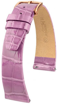 Correa de piel Hirsch Prestige 02307187-7, morado, piel de aligátor, Quick Release