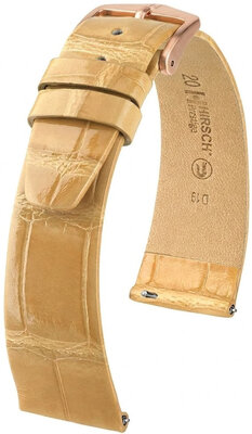Correa de piel Hirsch Prestige 02307190-7, beige, piel de aligátor, Quick Release