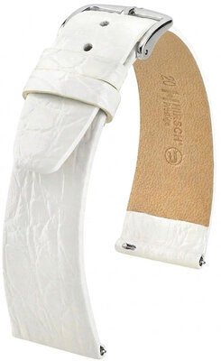 Correa de piel Hirsch Prestige 02308100-2, blanco, piel de cocodrilo, Quick Release