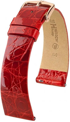 Correa de piel Hirsch Prestige 02308120-7, rojo, piel de cocodrilo, Quick Release
