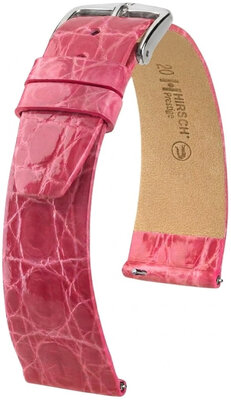 Correa de piel Hirsch Prestige 02308125-2, rosa, piel de cocodrilo, Quick Release