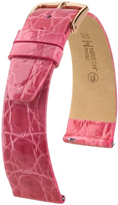 Correa de piel Hirsch Prestige 02308125-7, rosa, piel de cocodrilo, Quick Release