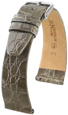 Correa de piel Hirsch Prestige 02308130-2, gris, piel de cocodrilo, Quick Release