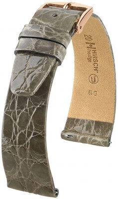 Correa de piel Hirsch Prestige 02308130-7, gris, piel de cocodrilo, Quick Release