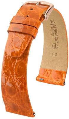 Correa de piel Hirsch Prestige 02308176-7, naranja, piel de cocodrilo, Quick Release