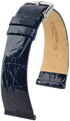Correa de piel Hirsch Prestige 02308180-2, azul, piel de cocodrilo, Quick Release