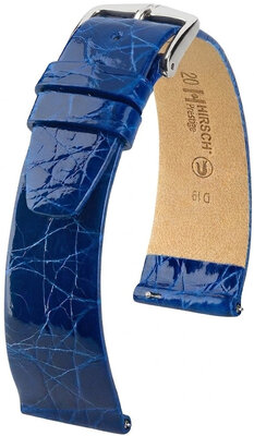 Correa de piel Hirsch Prestige 02308185-2, azul, piel de cocodrilo, Quick Release
