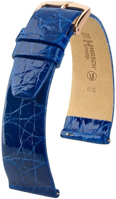 Correa de piel Hirsch Prestige 02308185-7, azul, piel de cocodrilo, Quick Release