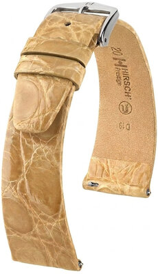 Correa de piel Hirsch Prestige 02308190-2, beige, piel de cocodrilo, Quick Release