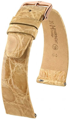 Correa de piel Hirsch Prestige 02308190-7, beige, piel de cocodrilo, Quick Release