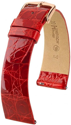 correa de cuero Hirsch Prestige L 02208020-7, rojo, piel de cocodrilo, largo L, Quick Release