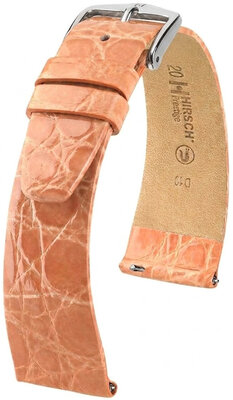 correa de cuero Hirsch Prestige L 02208022-2, naranja, piel de cocodrilo, largo L, Quick Release