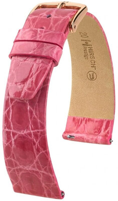 correa de cuero Hirsch Prestige L 02208025-7, rosa, piel de cocodrilo, largo L, Quick Release