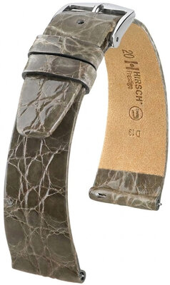 correa de cuero Hirsch Prestige L 02208030-2, gris, piel de cocodrilo, largo L, Quick Release