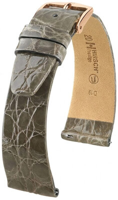 correa de cuero Hirsch Prestige L 02208030-7, gris, piel de cocodrilo, largo L, Quick Release