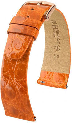 correa de cuero Hirsch Prestige L 02208076-7, naranja, piel de cocodrilo, largo L, Quick Release