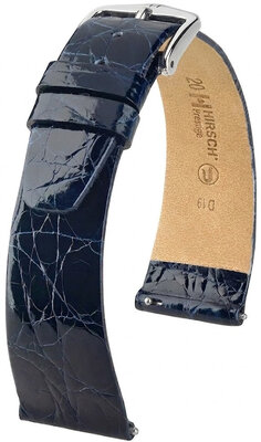 correa de cuero Hirsch Prestige L 02208080-2, azul, piel de cocodrilo, longitud L, Quick Release