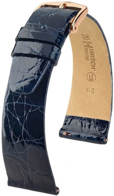 correa de cuero Hirsch Prestige L 02208080-7, azul, piel de cocodrilo, longitud L, Quick Release