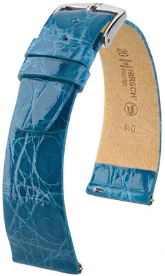 correa de cuero Hirsch Prestige L 02208083-2, azul, piel de cocodrilo, longitud L, Quick Release