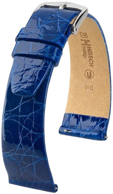 correa de cuero Hirsch Prestige L 02208085-2, azul, piel de cocodrilo, longitud L, Quick Release