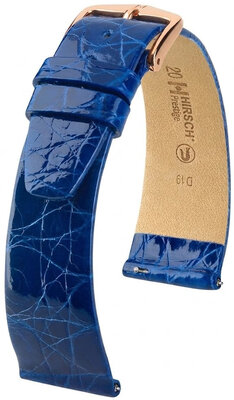 correa de cuero Hirsch Prestige L 02208085-7, azul, piel de cocodrilo, longitud L, Quick Release
