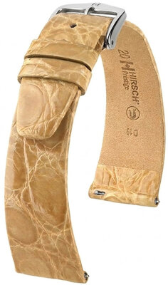 correa de cuero Hirsch Prestige L 02208090-2, beige, piel de cocodrilo, longitud L, Quick Release