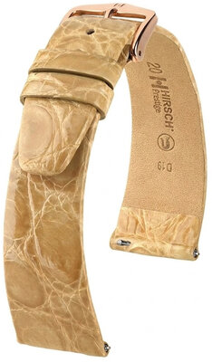 correa de cuero Hirsch Prestige L 02208090-7, beige, piel de cocodrilo, longitud L, Quick Release