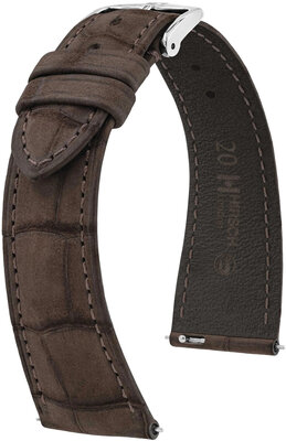 Correa de cuero Hirsch London Nubuk L 04277010-2, marrón, piel de aligátor, délka L, Quick Release