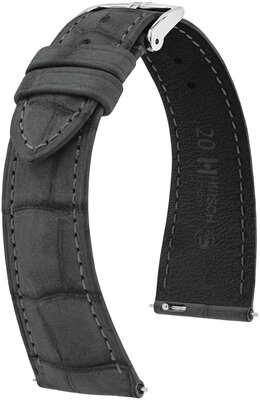 Correa de cuero Hirsch London Nubuk L 04277030-2, gris, piel de aligátor, délka L, Quick Release