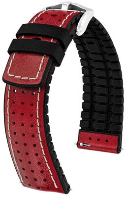 Correa de cuero Hirsch Tiger L 0915002020-2, rojo, piel de becerro, longitud L, Quick Release