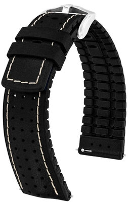 Correa de cuero Hirsch Tiger L 0915002050-2, negro, piel de becerro, longitud L, Quick Release