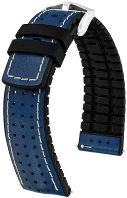 Correa de cuero Hirsch Tiger L 0915002080-2, azul, piel de becerro, longitud L, Quick Release