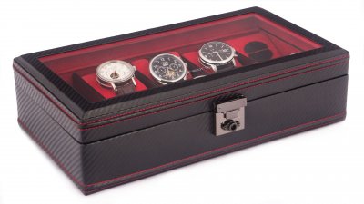 Caja para relojes Friedrich Lederwaren Carbon 32048-2