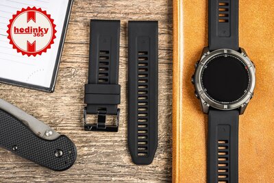Correa de silicona Ricardo 26mm (para Garmin Fenix 8/7X/6X (51mm), Tactix, etc.), negro, QuickFit