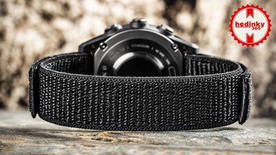 Correa de nailon Ricardo 20mm (para Garmin Fenix 8/7S/6S (43mm), etc.), negra, pasante