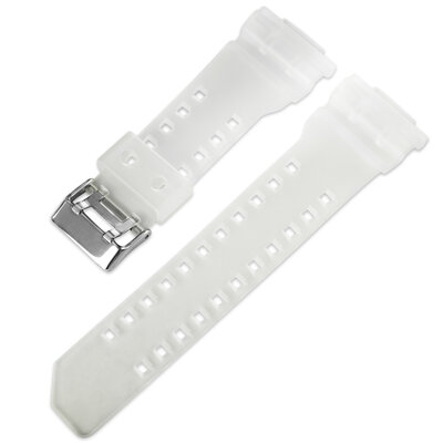 Correa para Casio G-Shock, plástico, blanco transparente, hebilla plateada (para los modelos GA-100, GA-110, GD-120, GLS-100)